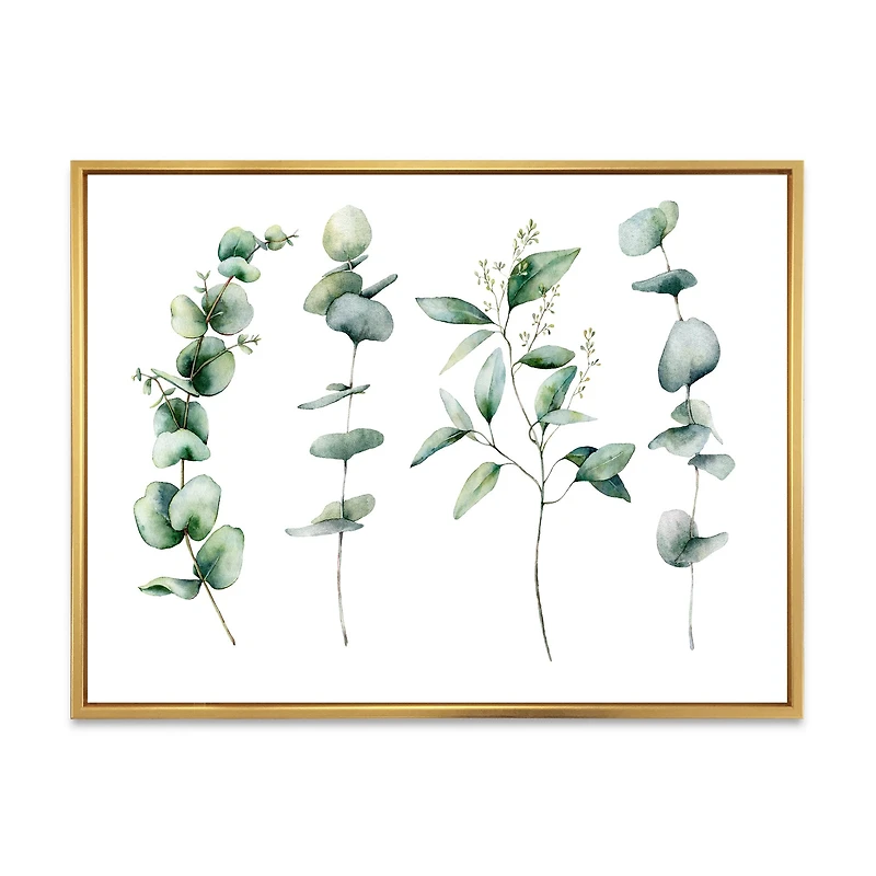 Green Eucalyptus Branches I Canvas Wall Art Print