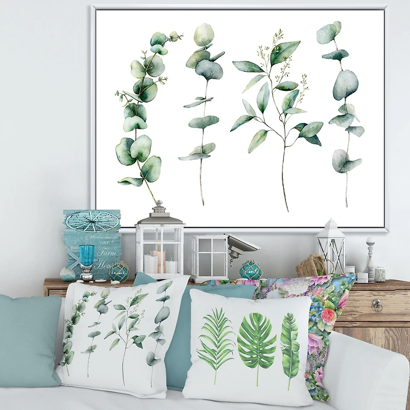 Green Eucalyptus Branches I Canvas Wall Art Print