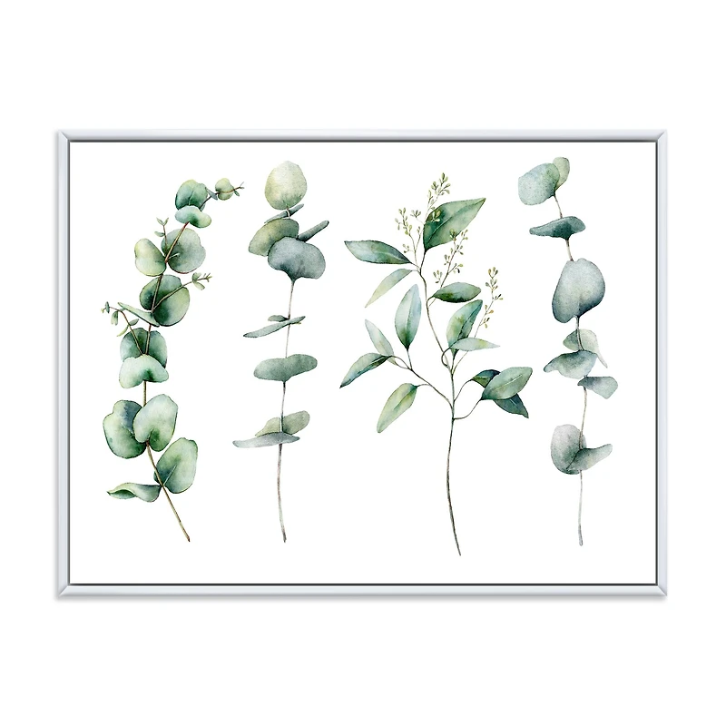 Green Eucalyptus Branches I Canvas Wall Art Print
