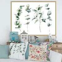 Green Eucalyptus Branches I  Canvas Wall Art Print