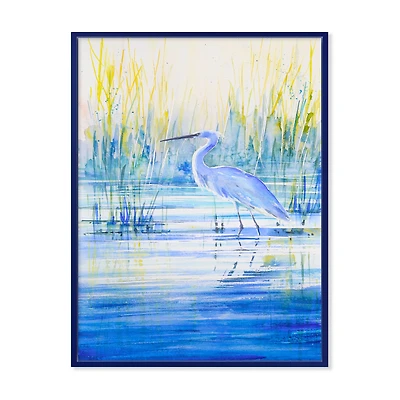 Blue Heron on The Lake Shore At Sunset  Canvas Wall Art Print