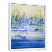 Blue Heron on The Lake Shore At Sunset  Canvas Wall Art Print