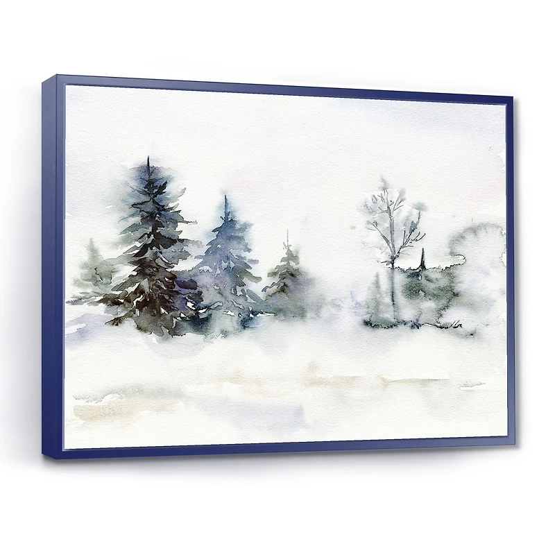 Christmas Minimalistic Forest Landscape and Snow Canvas Wall Art