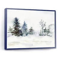Christmas Minimalistic Forest Landscape and Snow Canvas Wall Art