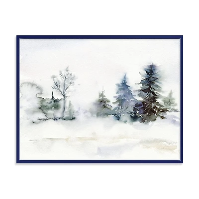 Christmas Minimalistic Forest Landscape and Snow Canvas Wall Art