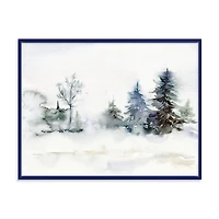 Christmas Minimalistic Forest Landscape and Snow Canvas Wall Art