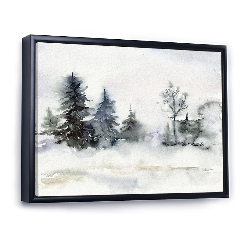 Christmas Minimalistic Forest Landscape and Snow Canvas Wall Art