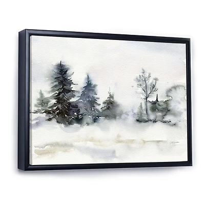 Christmas Minimalistic Forest Landscape and Snow Canvas Wall Art