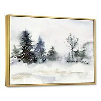 Christmas Minimalistic Forest Landscape and Snow Canvas Wall Art