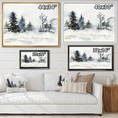 Christmas Minimalistic Forest Landscape and Snow Canvas Wall Art