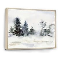Christmas Minimalistic Forest Landscape and Snow Canvas Wall Art