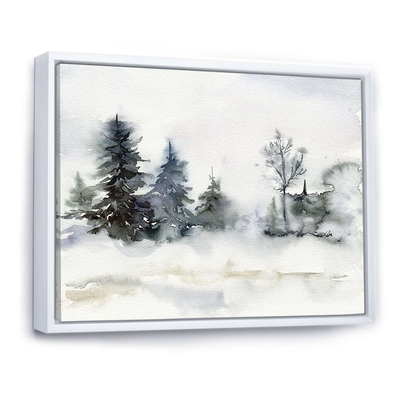 Christmas Minimalistic Forest Landscape and Snow Canvas Wall Art