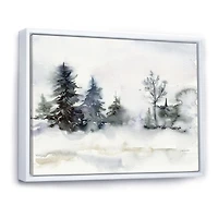 Christmas Minimalistic Forest Landscape and Snow Canvas Wall Art