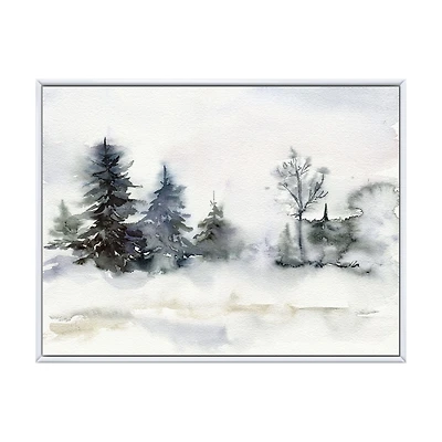 Christmas Minimalistic Forest Landscape and Snow Canvas Wall Art