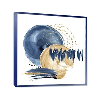 Dark Blue & Gold Abstract Circle Ocean Texture  Wall Art