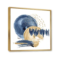 Dark Blue & Gold Abstract Circle Ocean Texture  Wall Art