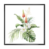 Tropical Bouquet with Lupine Plumeria Palm Leaves  Wall Art