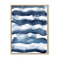 Abstract Classic Blue Waves  Wall Art