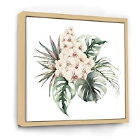 Bouquet with Orchids Monstera and Coconut Leaves Canvas Wall Art Print