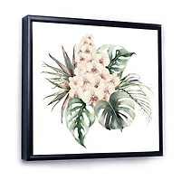 Bouquet with Orchids Monstera and Coconut Leaves Canvas Wall Art Print