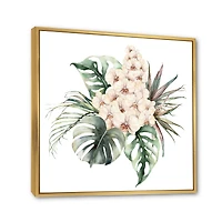 Bouquet with Orchids Monstera and Coconut Leaves Canvas Wall Art Print