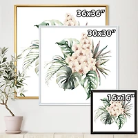 Bouquet with Orchids Monstera and Coconut Leaves Canvas Wall Art Print