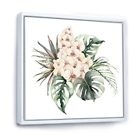 Bouquet with Orchids Monstera and Coconut Leaves Canvas Wall Art Print