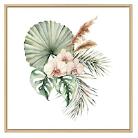 Tropical Bouquet with Orchids Palm Leaves  Canvas Wall Art Print