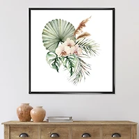 Tropical Bouquet with Orchids Palm Leaves  Canvas Wall Art Print