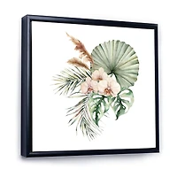 Tropical Bouquet with Orchids Palm Leaves  Canvas Wall Art Print