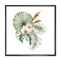 Tropical Bouquet with Orchids Palm Leaves  Canvas Wall Art Print