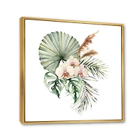 Tropical Bouquet with Orchids Palm Leaves  Canvas Wall Art Print