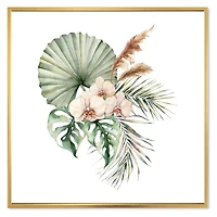 Tropical Bouquet with Orchids Palm Leaves  Canvas Wall Art Print