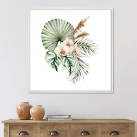 Tropical Bouquet with Orchids Palm Leaves  Canvas Wall Art Print