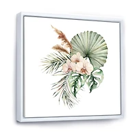 Tropical Bouquet with Orchids Palm Leaves  Canvas Wall Art Print