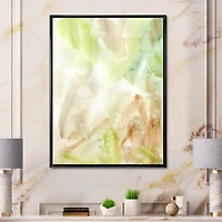 Pastel Abstract with Green Brown and Beige Spots Canvas Wall Art Print