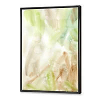Pastel Abstract with Green Brown and Beige Spots Canvas Wall Art Print