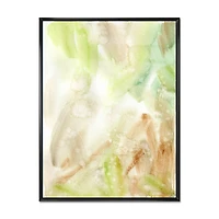 Pastel Abstract with Green Brown and Beige Spots Canvas Wall Art Print