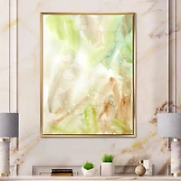 Pastel Abstract with Green Brown and Beige Spots Canvas Wall Art Print