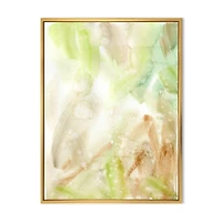Pastel Abstract with Green Brown and Beige Spots Canvas Wall Art Print