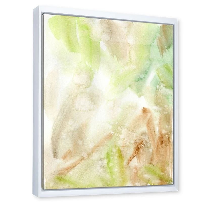 Pastel Abstract with Green Brown and Beige Spots Canvas Wall Art Print