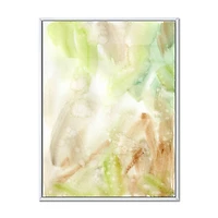 Pastel Abstract with Green Brown and Beige Spots Canvas Wall Art Print