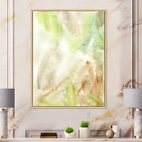 Pastel Abstract with Green Brown and Beige Spots Canvas Wall Art Print