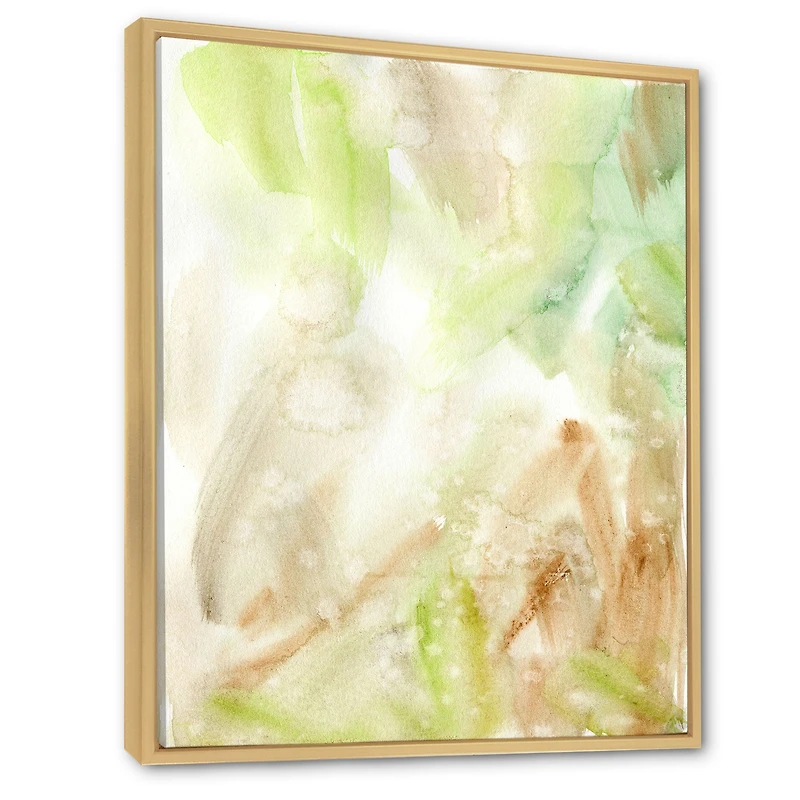 Pastel Abstract with Green Brown and Beige Spots Canvas Wall Art Print