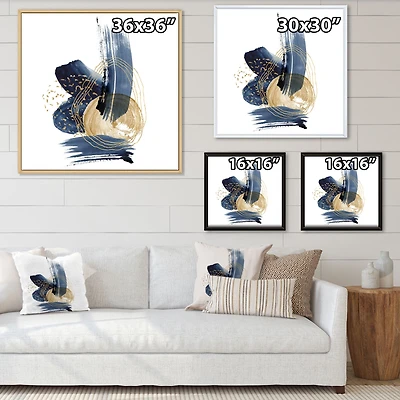 Landscape of Dark Blue Mountains & Gold Strokes II Wall Art