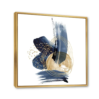 Landscape of Dark Blue Mountains & Gold Strokes II  Wall Art