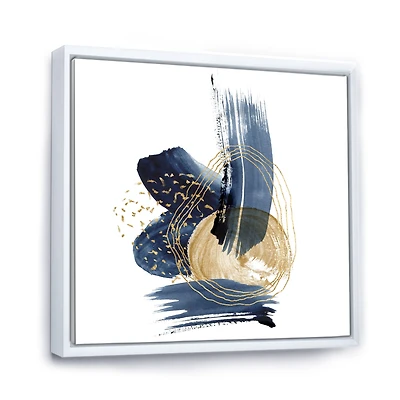 Landscape of Dark Blue Mountains & Gold Strokes II Wall Art