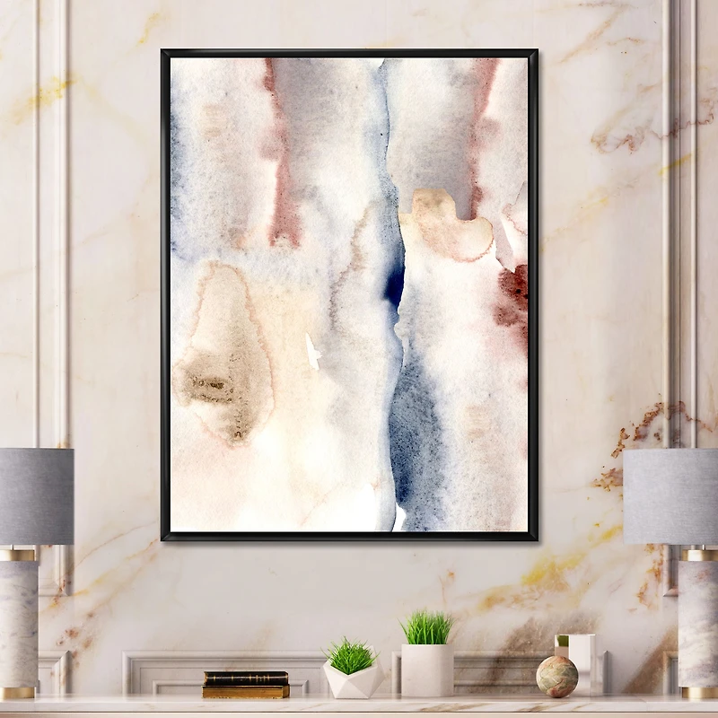 Pastel Abstract with Dark Blue Pink & Gray Spots  Wall Art