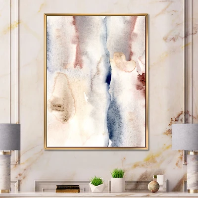 Pastel Abstract with Dark Blue Pink & Gray Spots Wall Art