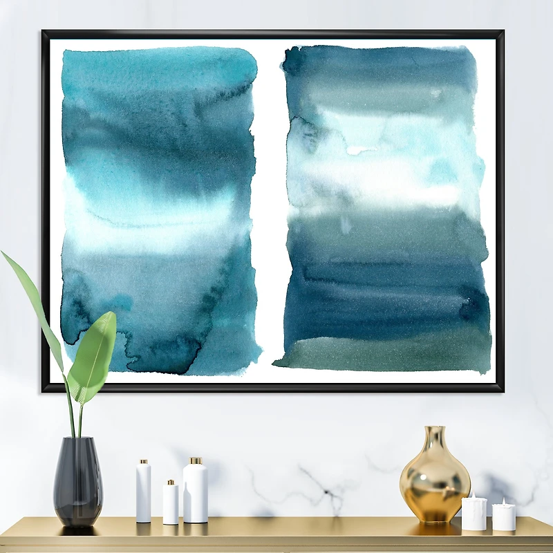 Ocean Blue Aquatic Abstract Impression I Canvas Wall Art Print